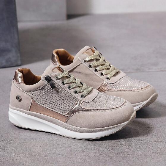 Women's Low-Top Sneakers with Side Zipper and Lace-Up Closure