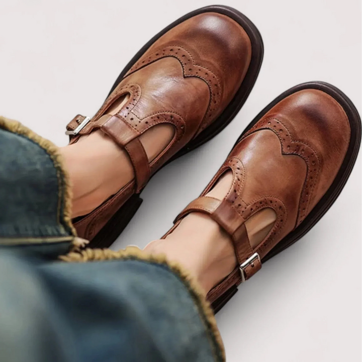 Women’s Mary Jane Shoes with T-Strap and Buckle Closure
