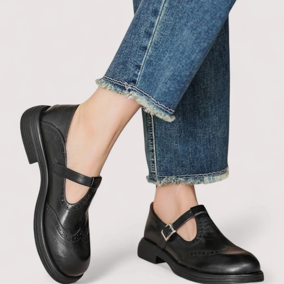 Women’s Mary Jane Shoes with T-Strap and Buckle Closure