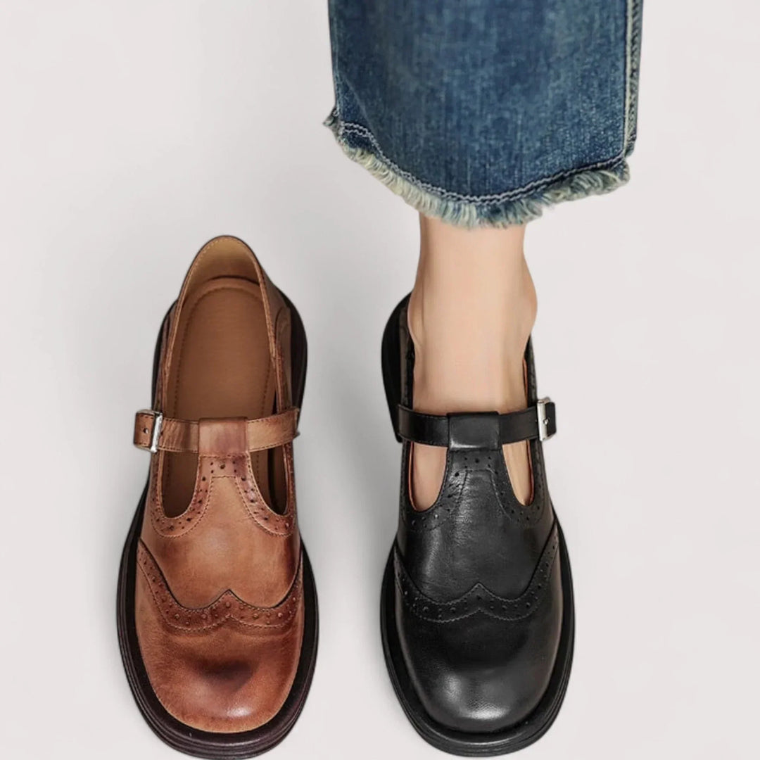 Women’s Mary Jane Shoes with T-Strap and Buckle Closure