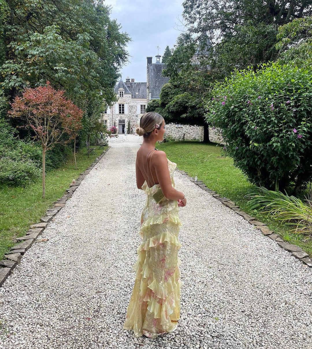 Women’s Maxi Dress with Spaghetti Straps and Ruffled Tiers