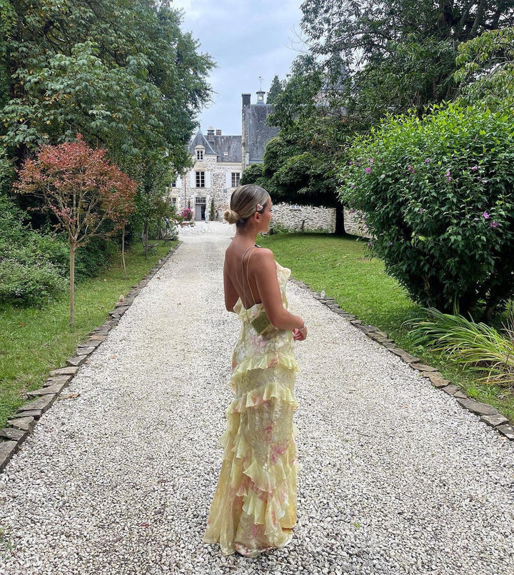Women’s Maxi Dress with Spaghetti Straps and Ruffled Tiers