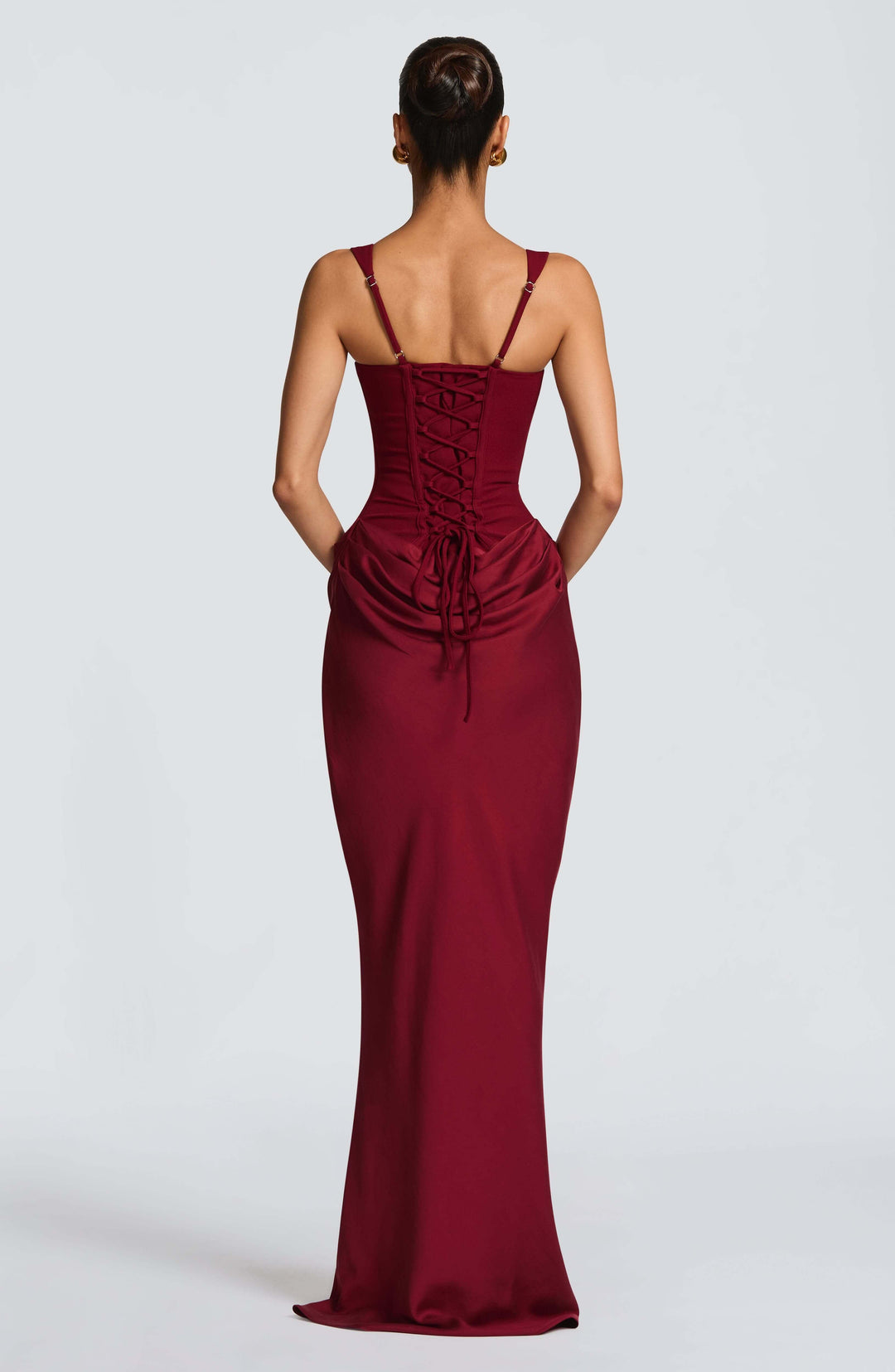 Women's Maxi Wedding Guest Dress with Pleated and Square Neckline