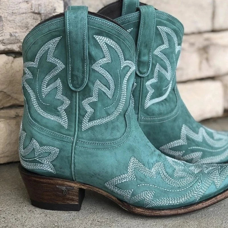 Women's Mid Calf Boots with Short Shaft and Pointed Toe