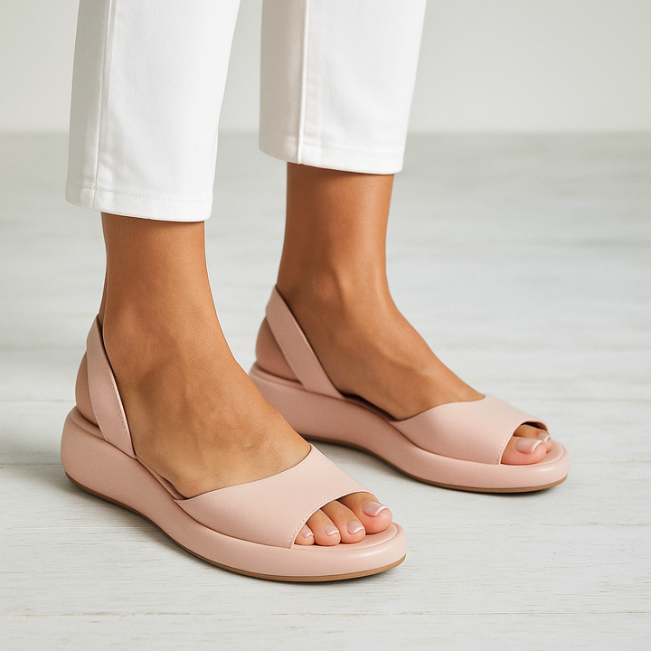 Women's Open Toe Slingback Sandals with Wedge Sole and Straps