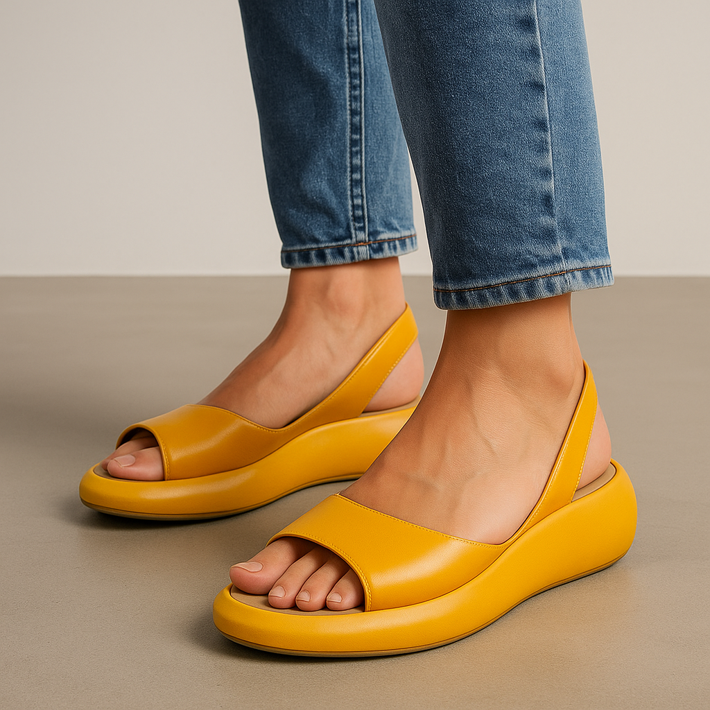 Women's Open Toe Slingback Sandals with Wedge Sole and Straps