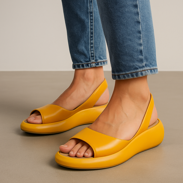 Women's Open Toe Slingback Sandals with Wedge Sole and Straps