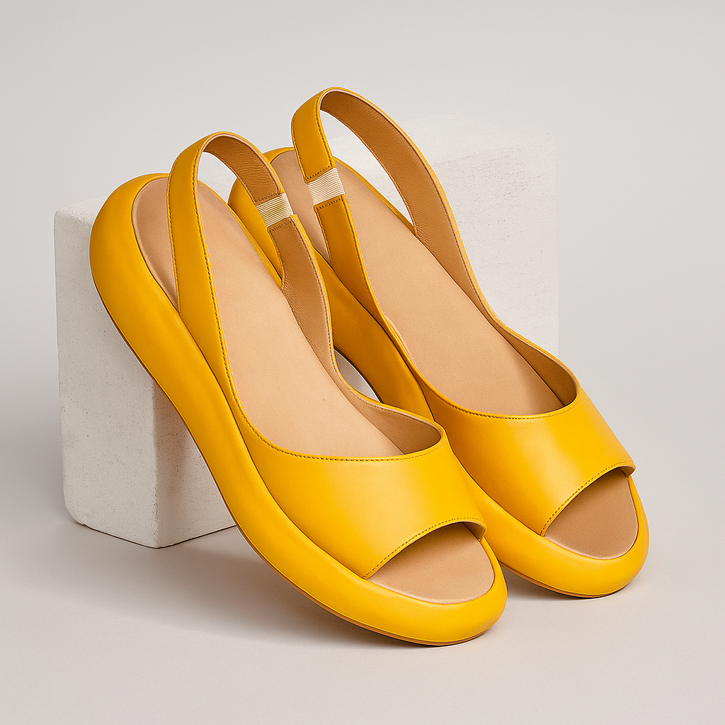 Women's Open Toe Slingback Sandals with Wedge Sole and Straps