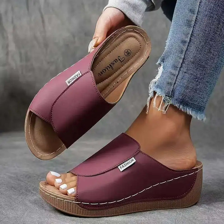 Women’s Platform Slide Sandals with Open Toe and Wedge Sole