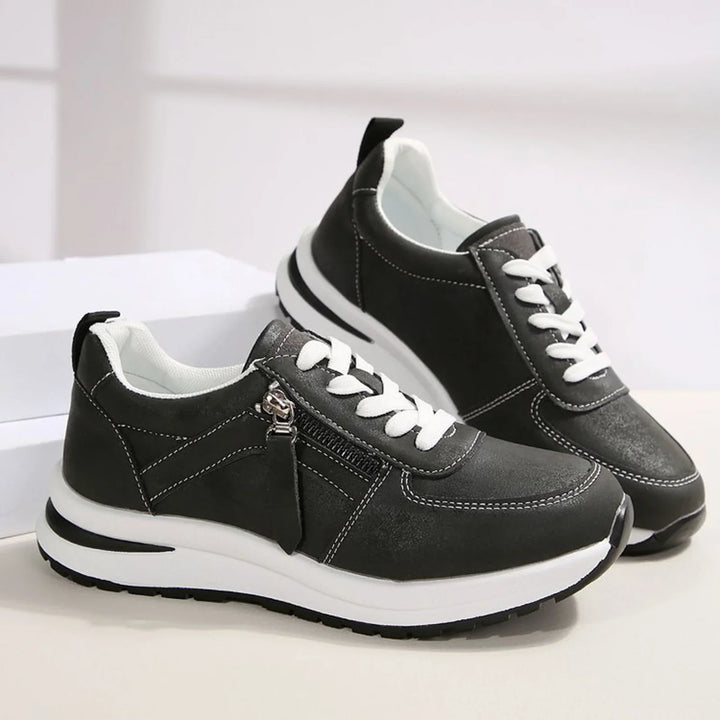 Women's Platform Sneakers with Side Zipper and Laces