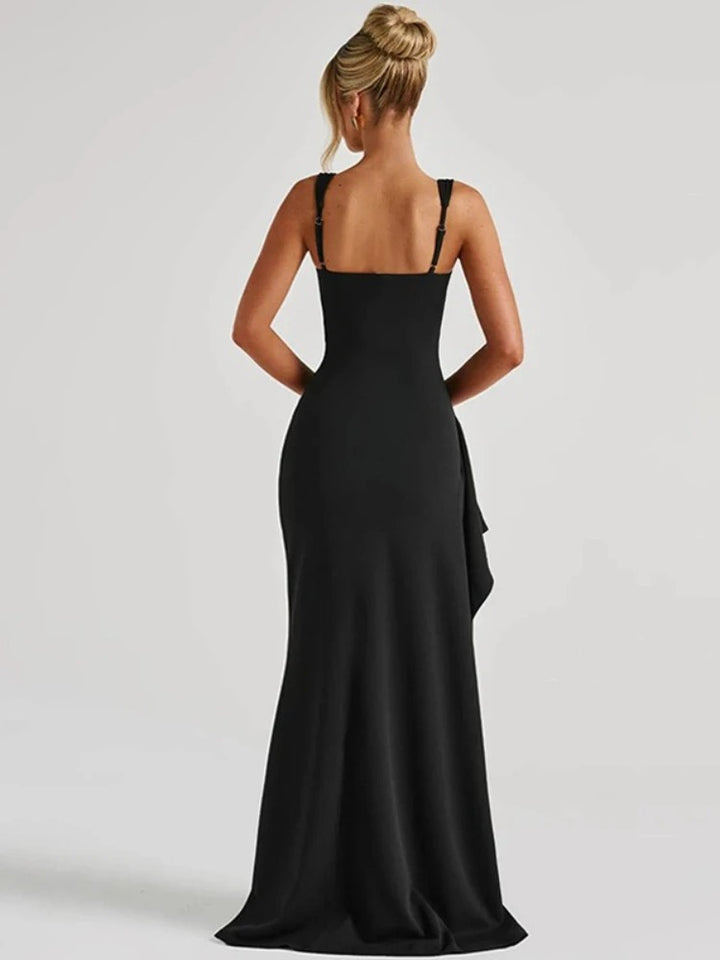 Women’s Sleeveless Maxi Dress with Side Split Hem and Square Neck