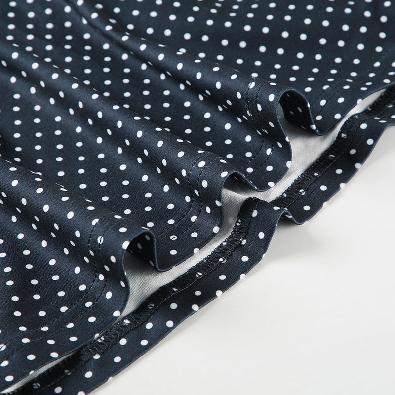Women’s Sleeveless Mini Dress with Round Neck and Polka Dots