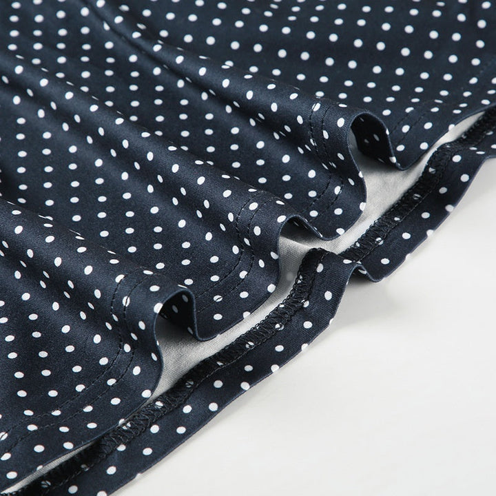 Women’s Sleeveless Mini Dress with Round Neck and Polka Dots