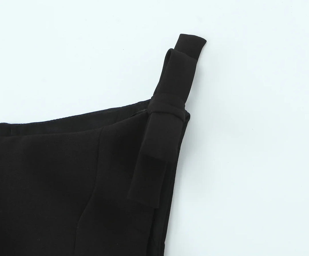 Women's Sleeveless Peplum Top with Boat Neckline and Knot Details