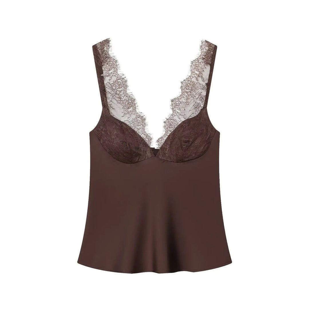 Women's Sleeveless Top with V-Neck and Wide Straps