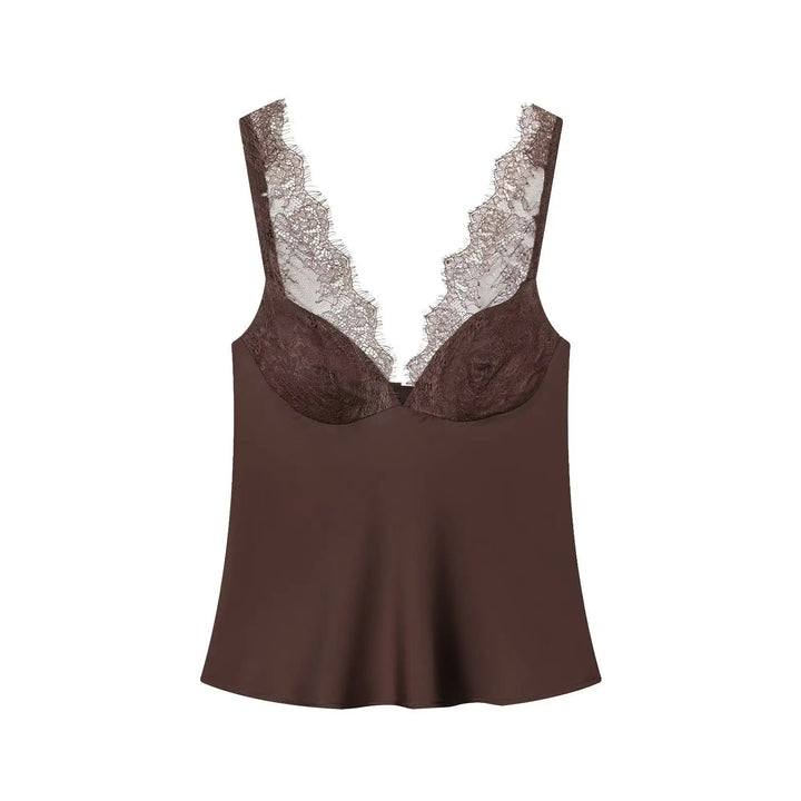 Women's Sleeveless Top with V-Neck and Wide Straps
