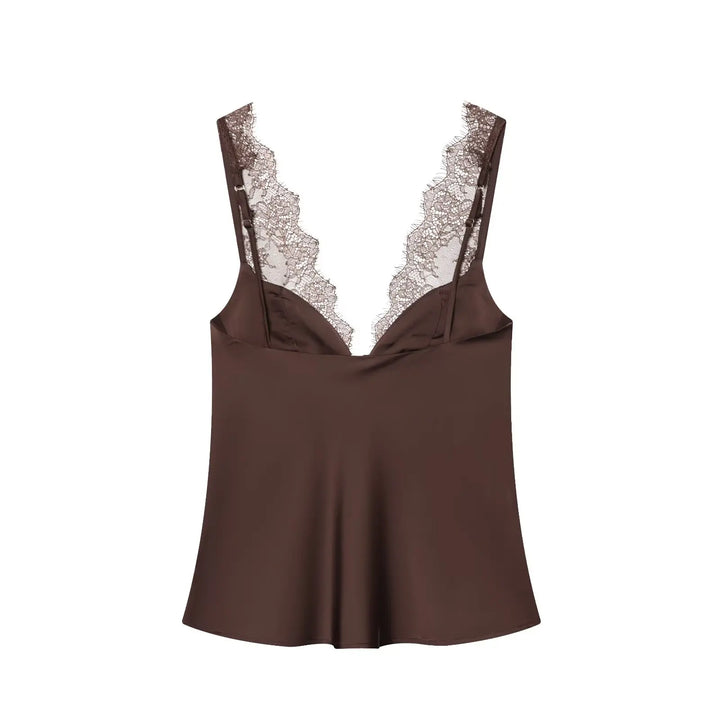 Women's Sleeveless Top with V-Neck and Wide Straps