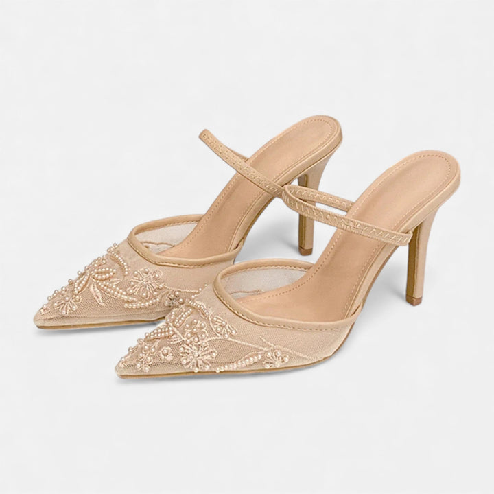 Women’s Slip On Heels with Pointed Toe and Straps
