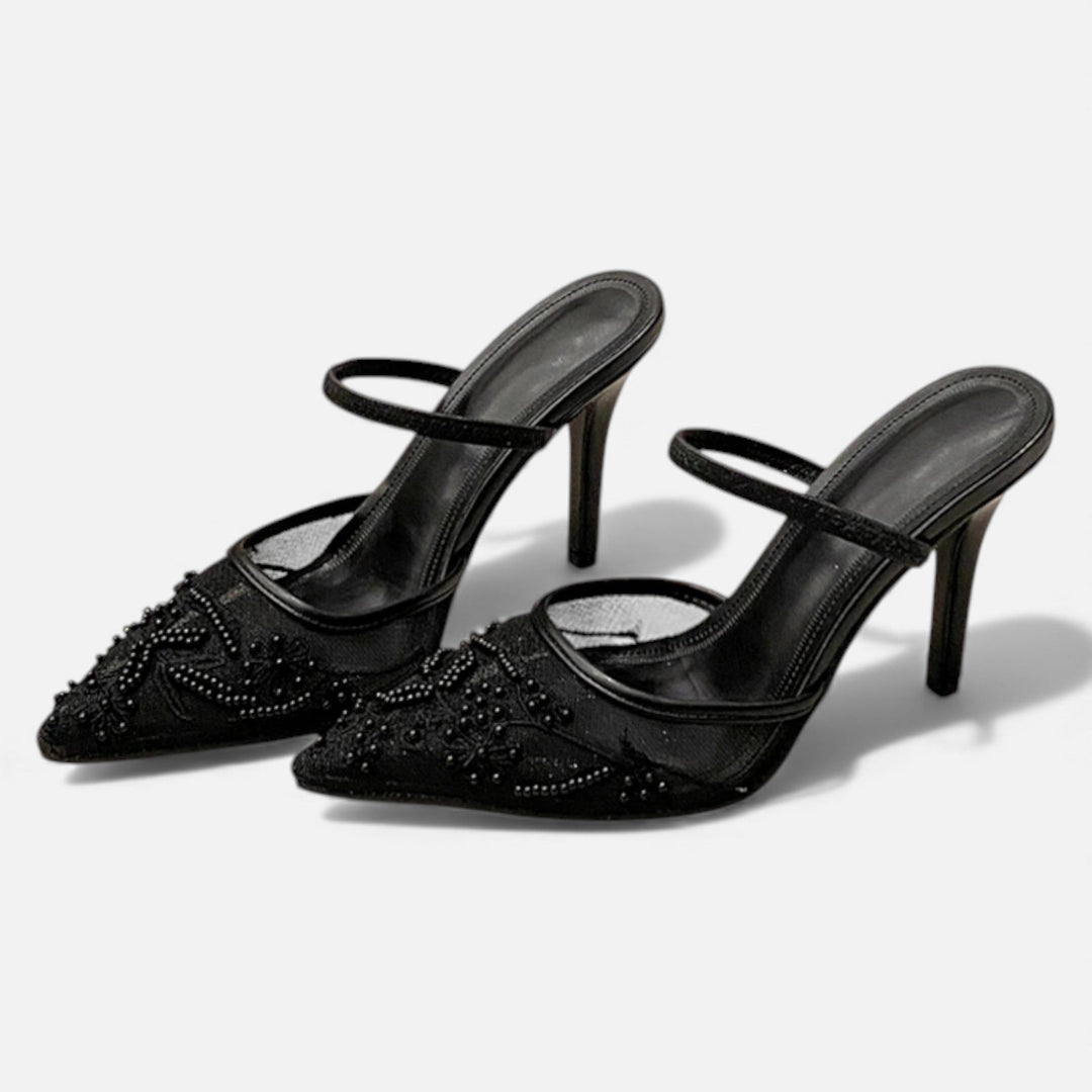 Women’s Slip On Heels with Pointed Toe and Straps