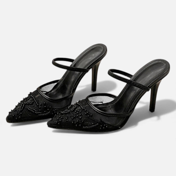 Women’s Slip On Heels with Pointed Toe and Straps
