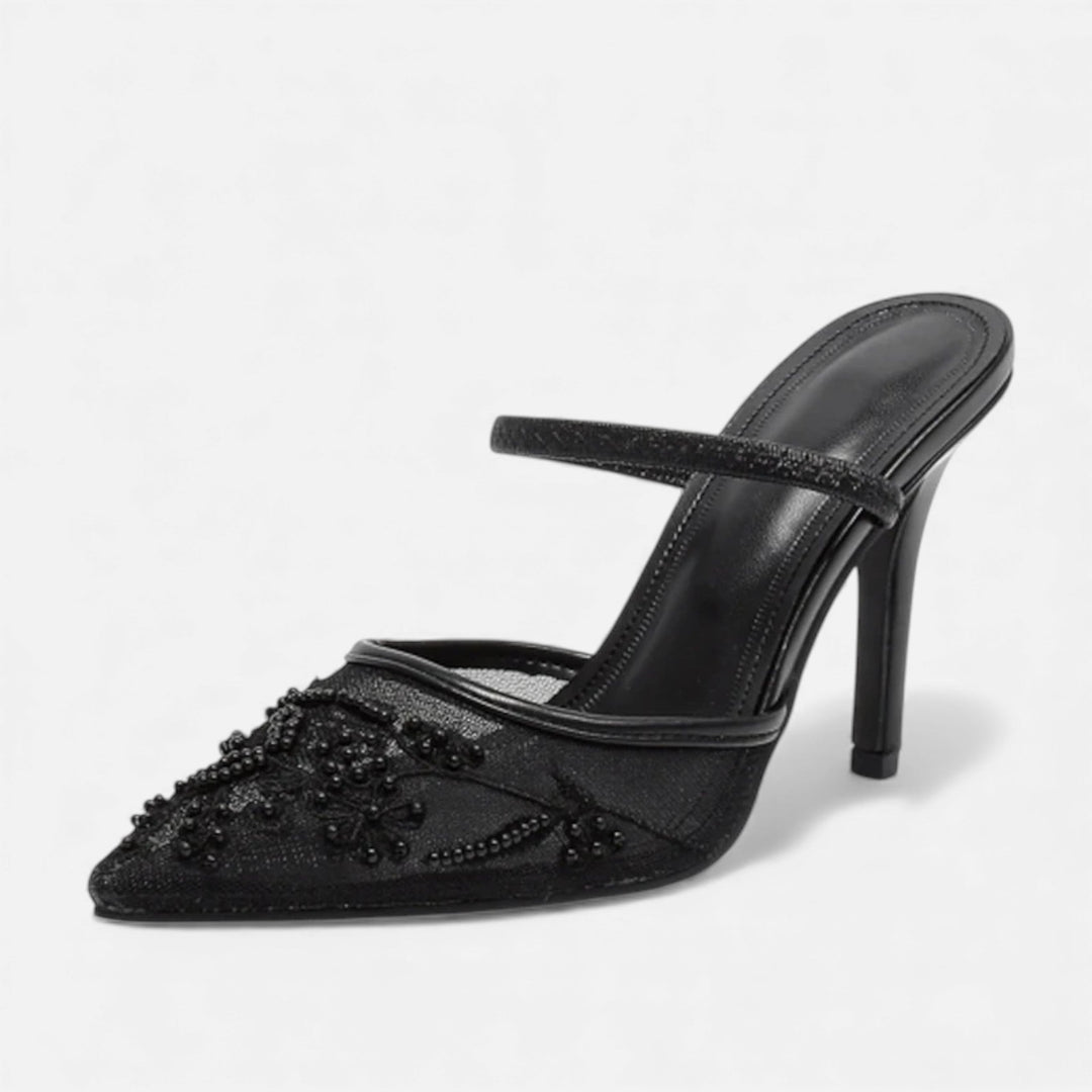 Women’s Slip On Heels with Pointed Toe and Straps