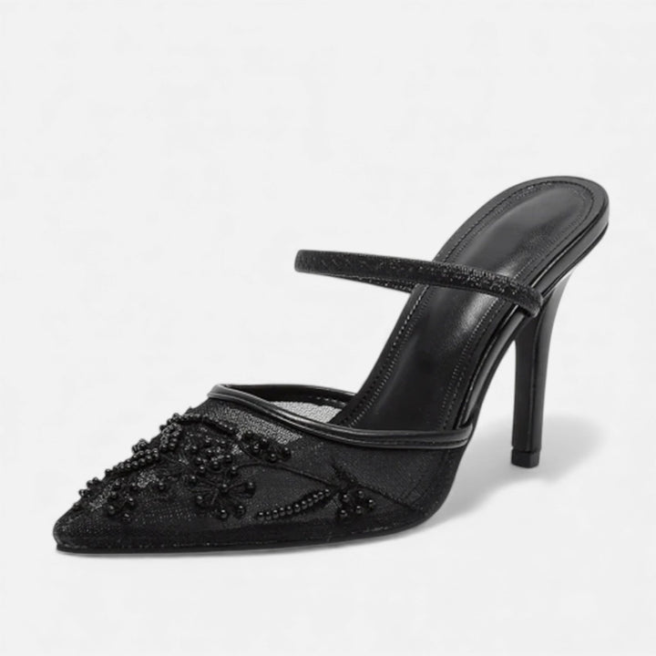 Women’s Slip On Heels with Pointed Toe and Straps