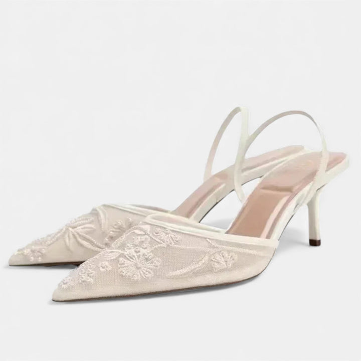 Women’s Slip On Heels with Pointed Toe and Straps