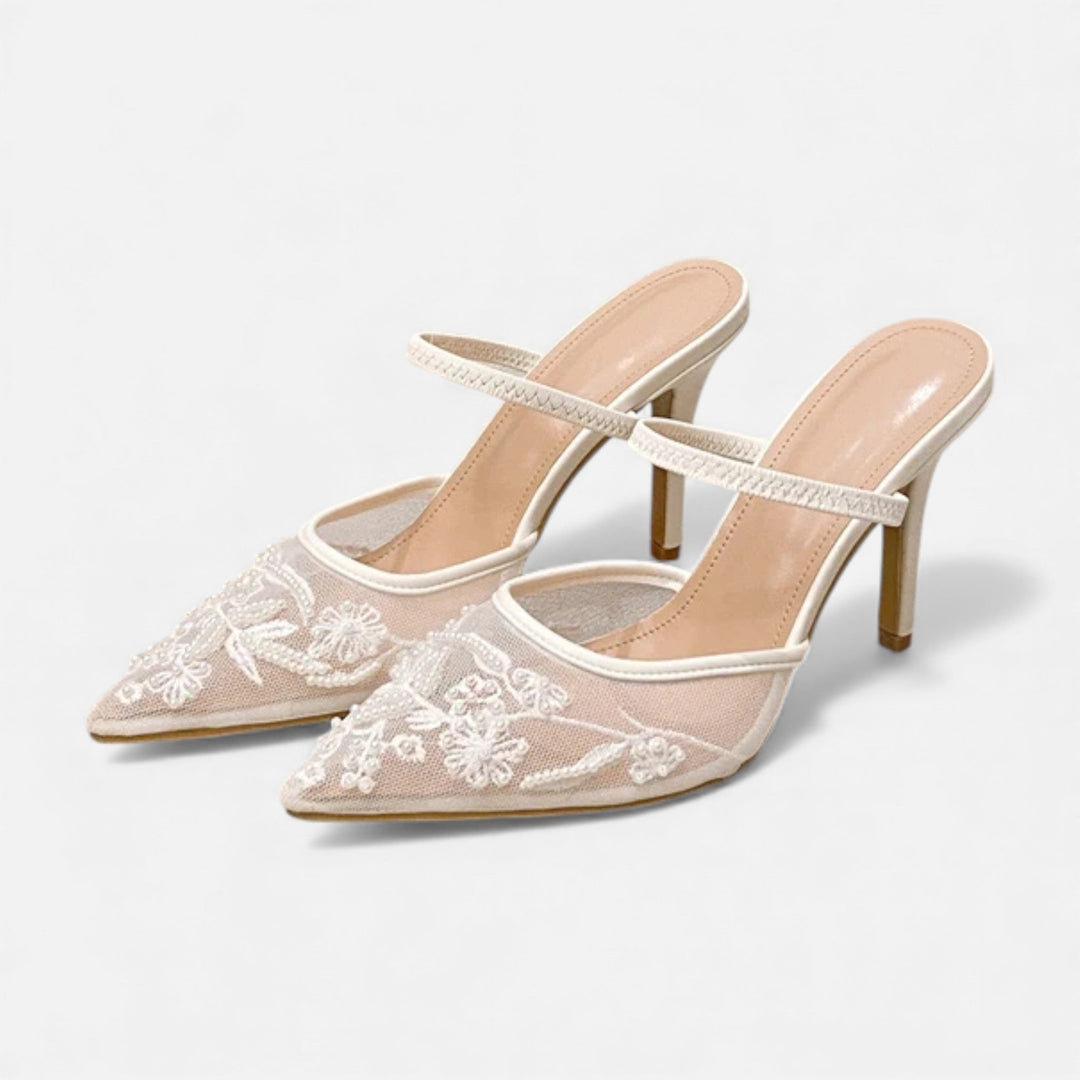 Women’s Slip On Heels with Pointed Toe and Straps