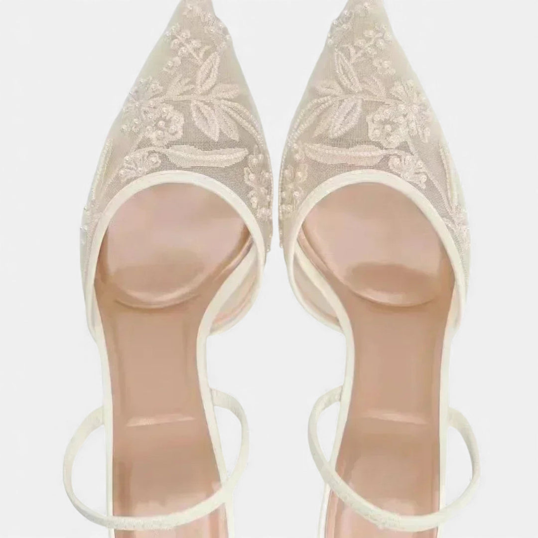 Women’s Slip On Heels with Pointed Toe and Straps