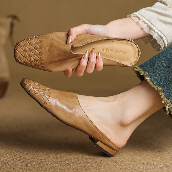 Women's Slip-On Mule Shoes with Square Toe and Low Heel