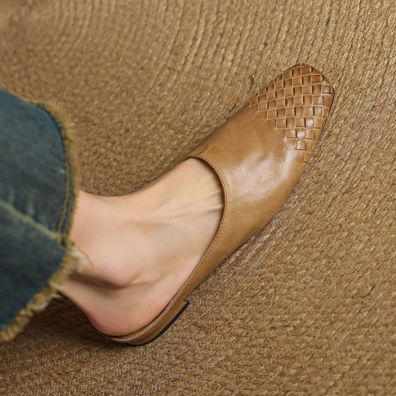Women's Slip-On Mule Shoes with Square Toe and Low Heel