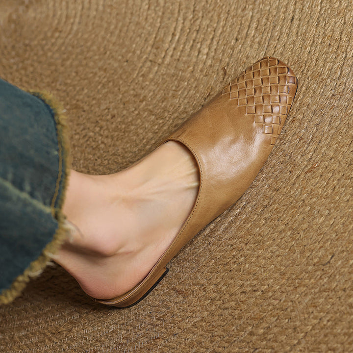 Women's Slip-On Mule Shoes with Square Toe and Low Heel