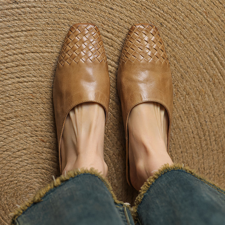 Women's Slip-On Mule Shoes with Square Toe and Low Heel