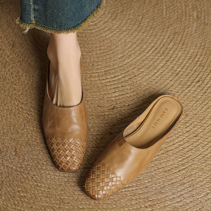 Women's Slip-On Mule Shoes with Square Toe and Low Heel