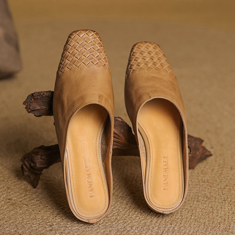 Women's Slip-On Mule Shoes with Square Toe and Low Heel