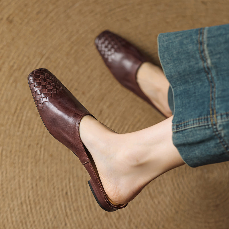 Women's Slip-On Mule Shoes with Square Toe and Low Heel