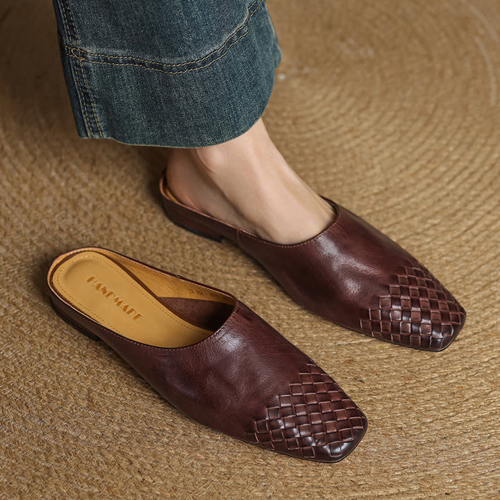 Women's Slip-On Mule Shoes with Square Toe and Low Heel