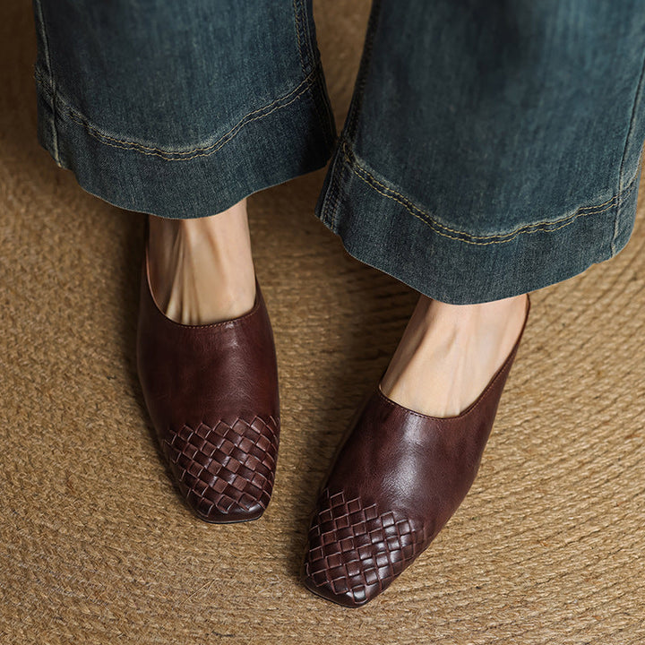 Women's Slip-On Mule Shoes with Square Toe and Low Heel