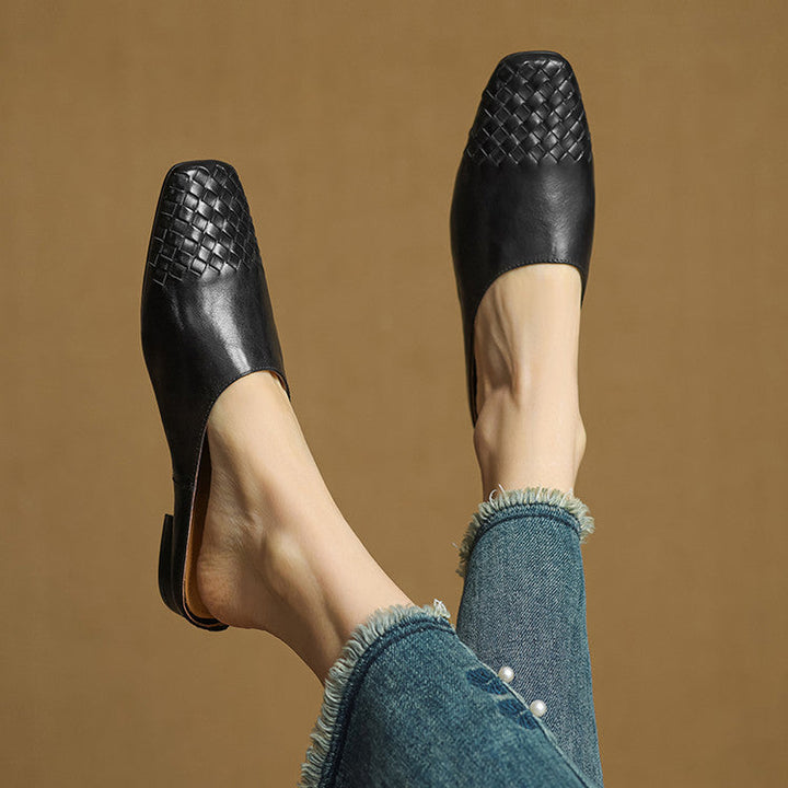 Women's Slip-On Mule Shoes with Square Toe and Low Heel