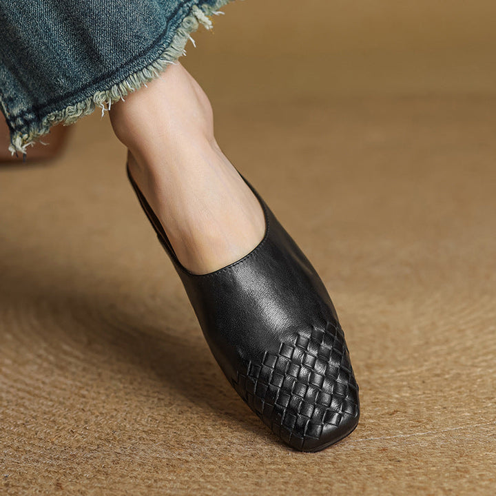Women's Slip-On Mule Shoes with Square Toe and Low Heel