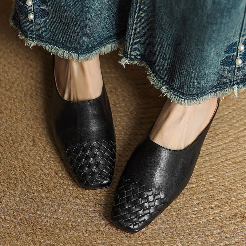 Women's Slip-On Mule Shoes with Square Toe and Low Heel