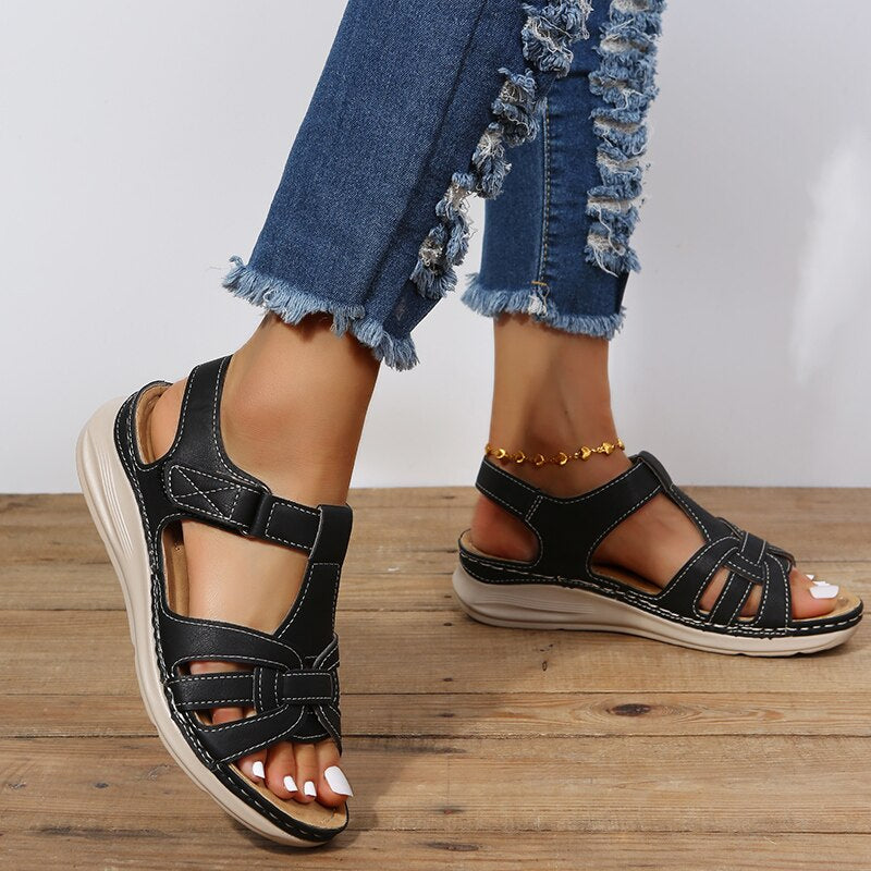 Women's T-Strap Sandals with Open Toe and Adjustable Ankle Strap