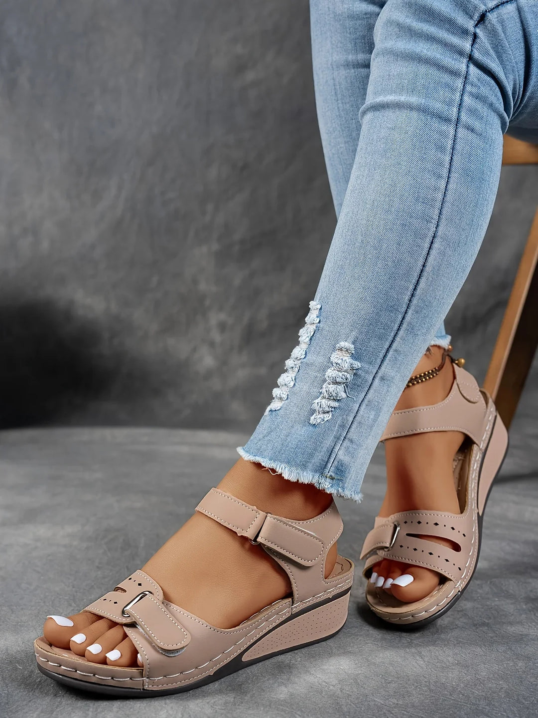 Women’s Wedge Sandals with Adjustable Strap and Open Toe