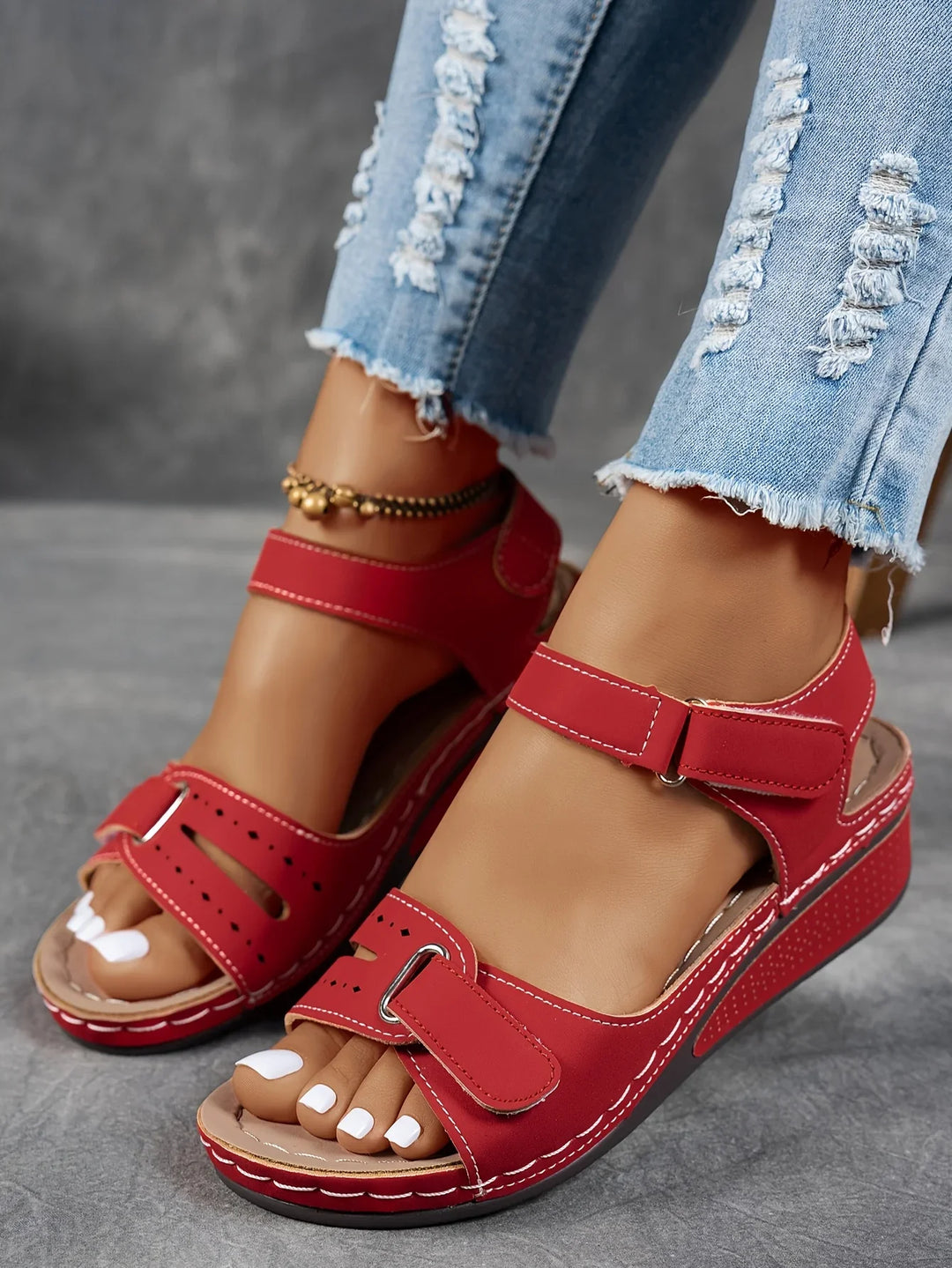 Women’s Wedge Sandals with Adjustable Strap and Open Toe