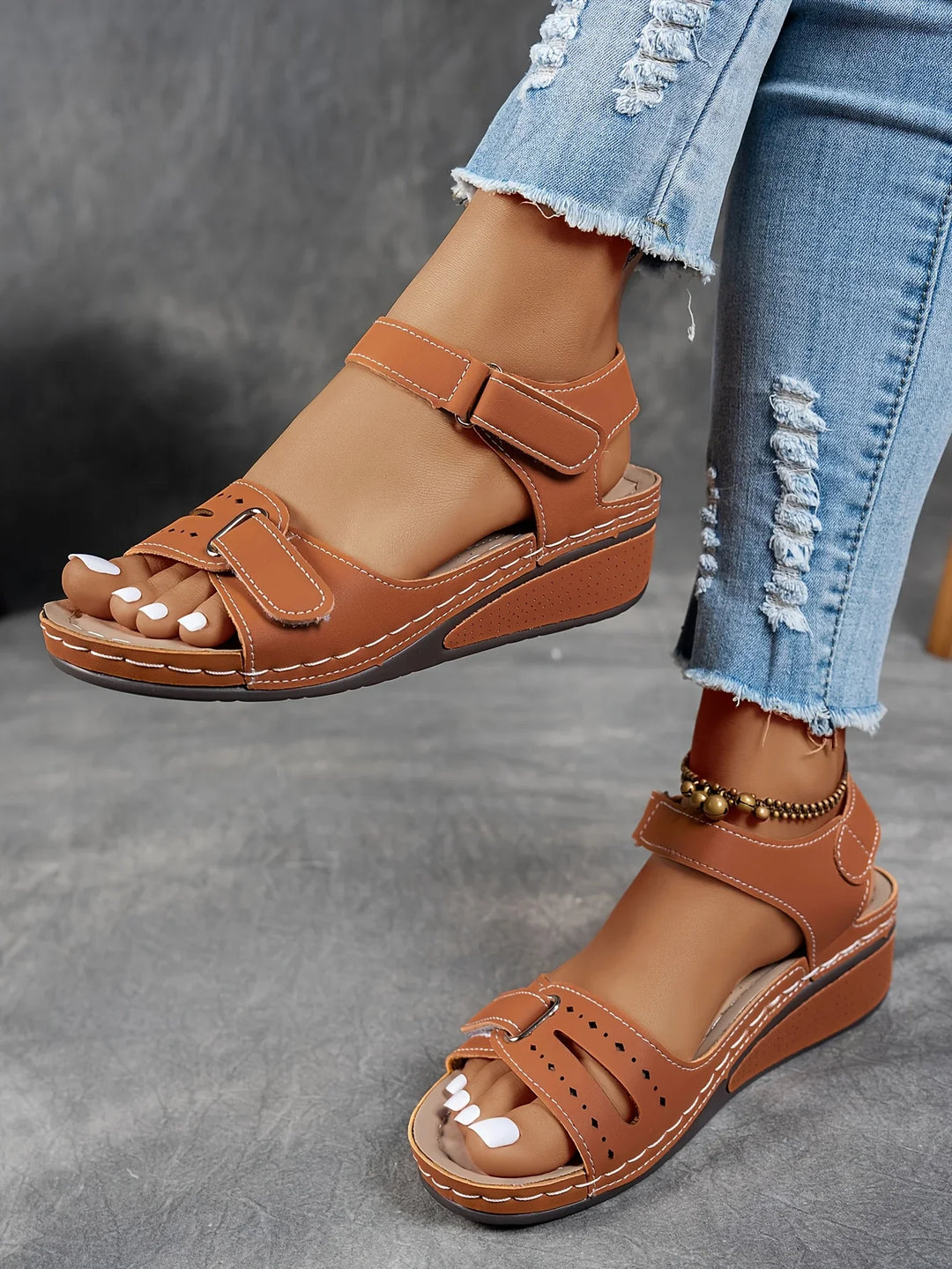 Women’s Wedge Sandals with Adjustable Strap and Open Toe