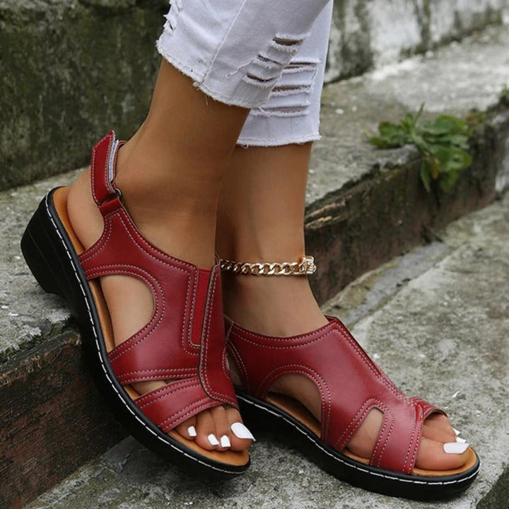 Women's Wedge Sandals with Open Toe and Cutout Straps