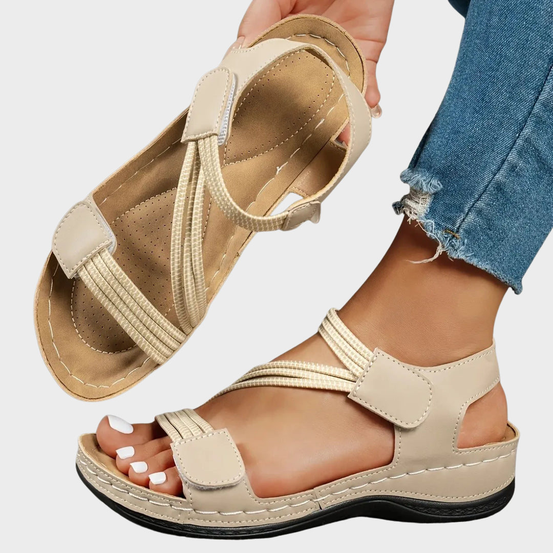 Women's Wedge Sandals with Open-Toe and Patterned Straps