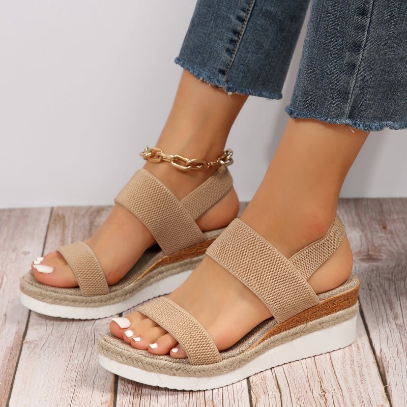Women's Wedge Sandals with Straps and Braided Sole Detail