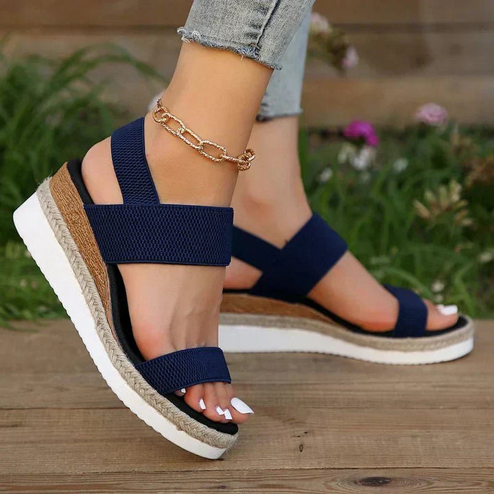 Women's Wedge Sandals with Straps and Braided Sole Detail