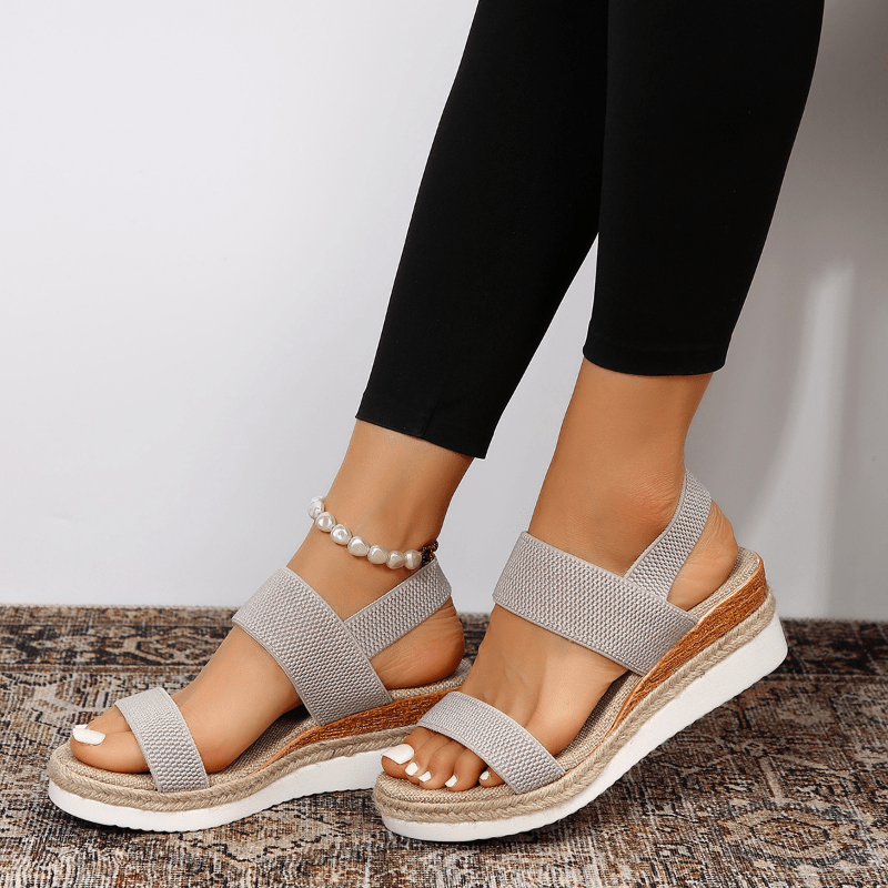 Women's Wedge Sandals with Straps and Braided Sole Detail